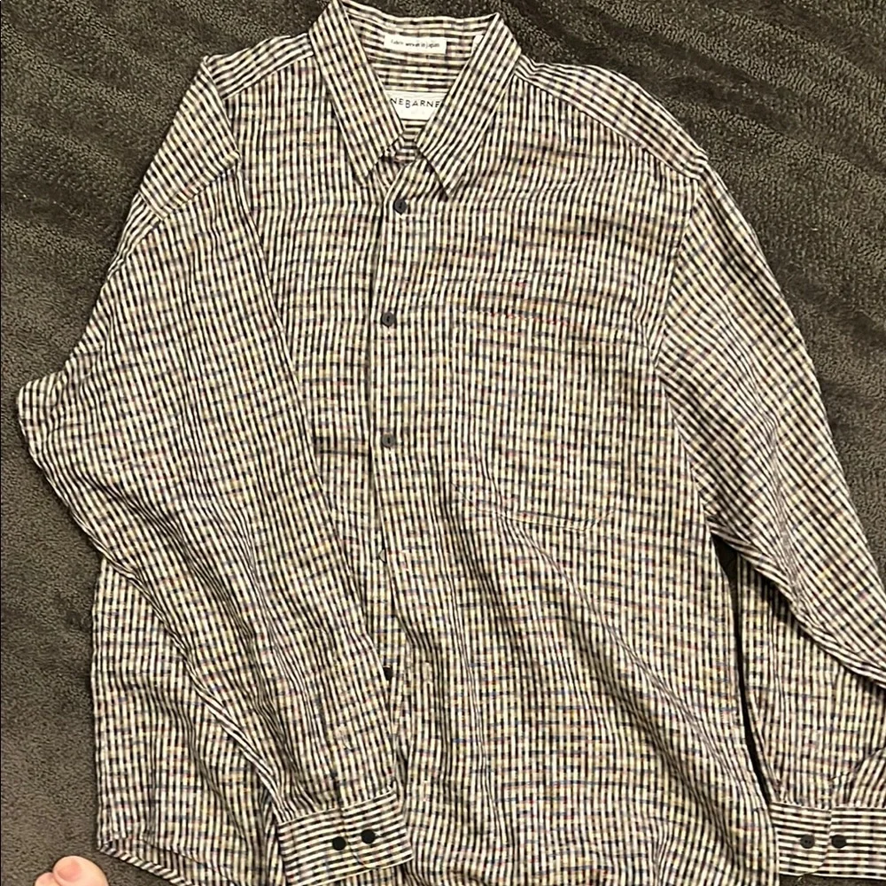 Jhane Barnes Blue and Red Casual Button Down Shirt - Picture 2 of 3